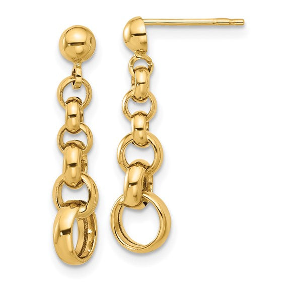 14k Yellow Gold Circle Link Earrings