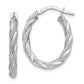 14K Gold White Gold Twisted Textured Oval Hoop Earrings