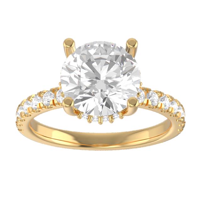 14k Yellow Gold Custom Setting with 1.57 Carat Round Cut Lab Diamond - Cert GCal 340960231