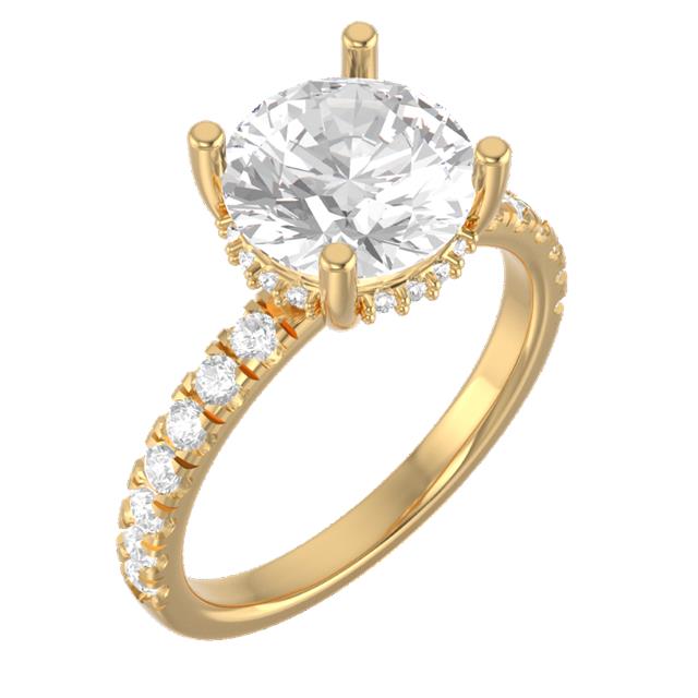 14k Yellow Gold Custom Setting with 1.57 Carat Round Cut Lab Diamond - Cert GCal 340960231