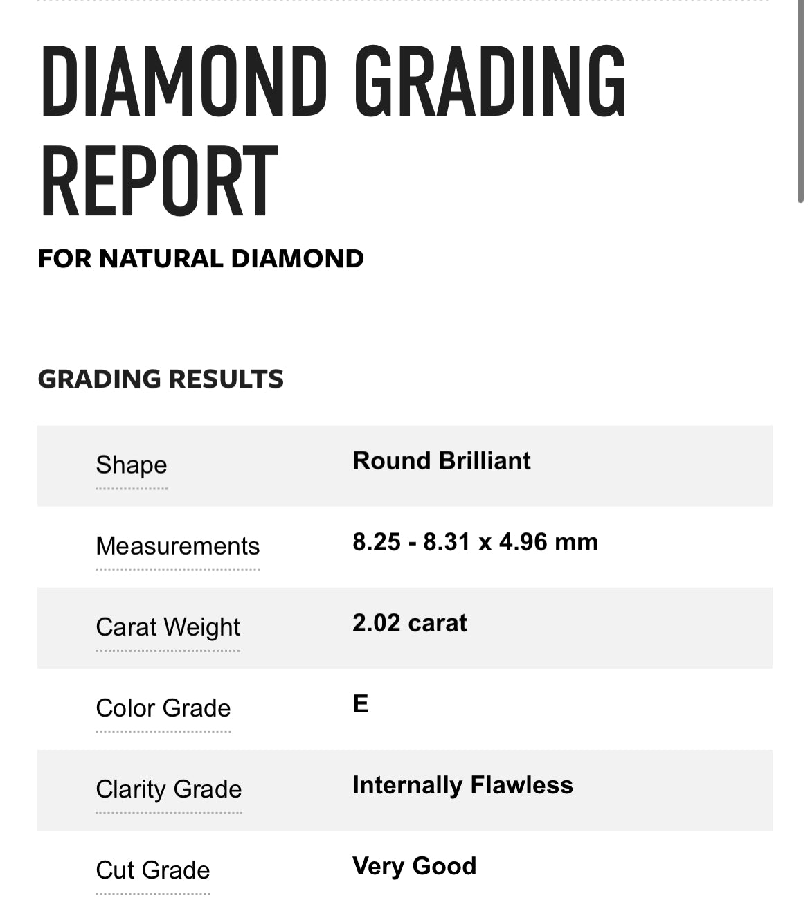 2.02 Carat Round Diamond E , FLAWLESS , GIA Certified 12795583  TRIPLE VERY GOOD