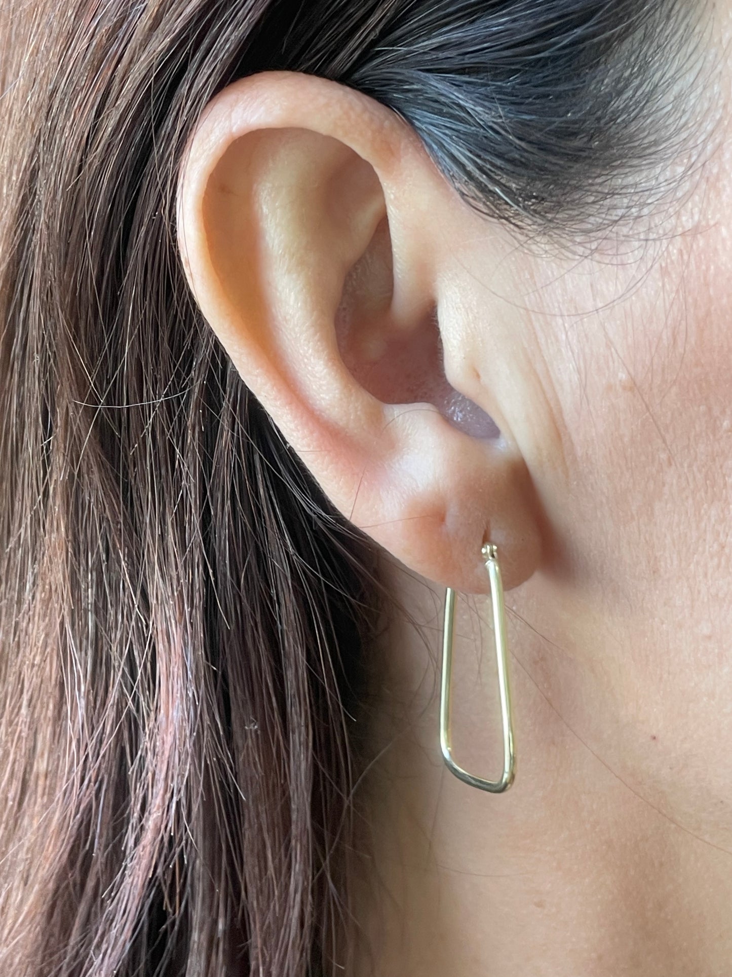 14k Polished Triangle Dangle Hoop Earrings width 1.50