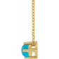 14K Yellow Natural Turquoise Cabochon, comes with 14k yellow gold adjustable chain