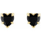 14K Yellow Gold Heart Black Onyx Stud Earrings