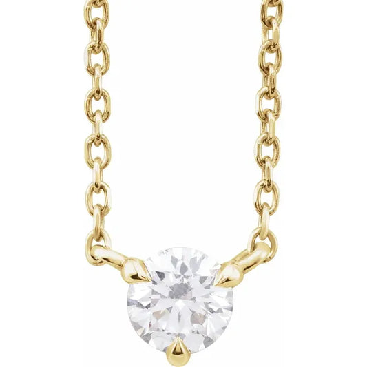 14K Yellow Gold Floating 1/5 CTW Natural Diamond Solitaire 16-18" Necklace