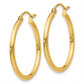 10K Yellow Gold Polished 2mm Tube Hoop Earrings