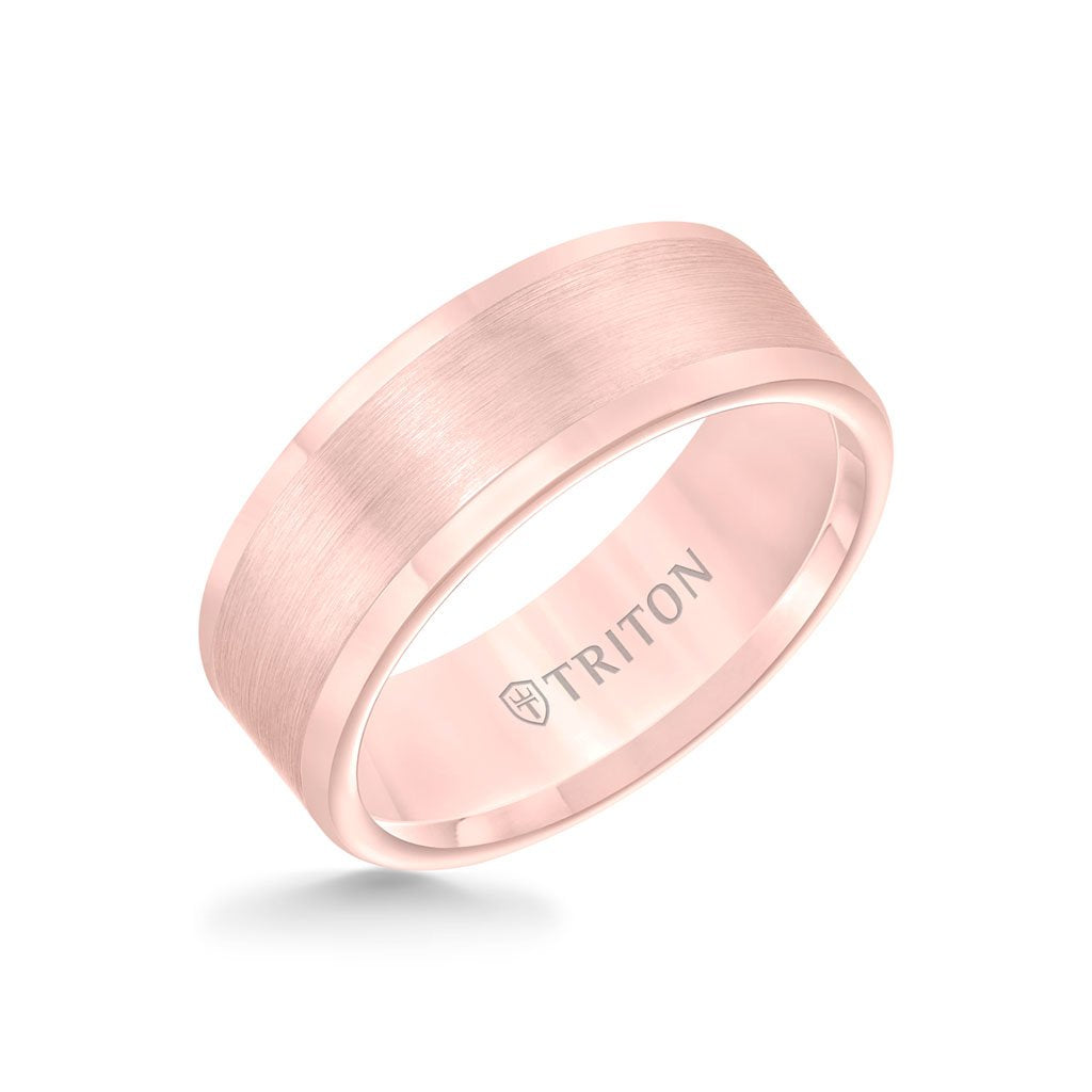 8mm Triton Tungsten Band with Flat Brushed Center with Polished Edge