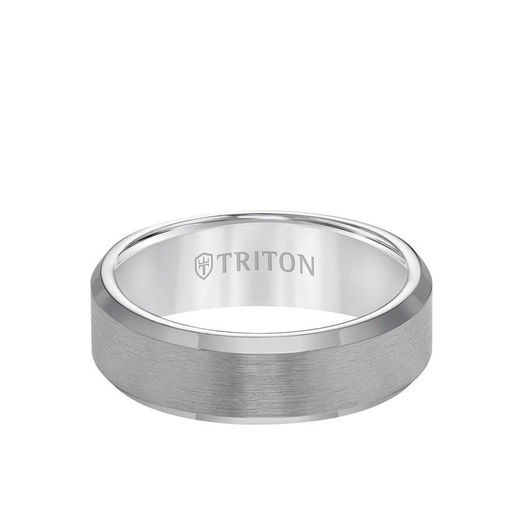7mm Tungsten Ring Satin Finish with Polished Bevel Edge