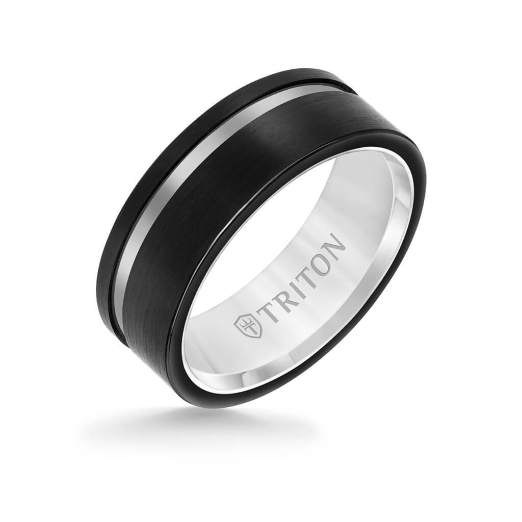 8mm Triton Tungsten Black & Gray Asymmetrical