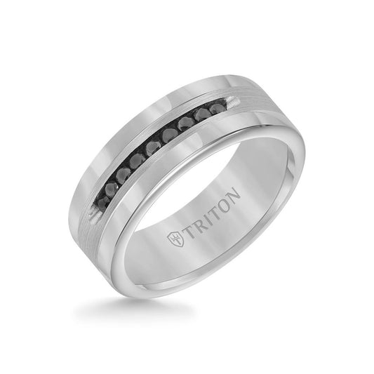 Triton Tungsten 8 mm with  1/4 Black Diamond Band