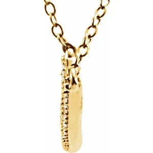 14K Yellow 1/6 CT Natural Diamond Bar Pendant, Comes with Adjustable 16-18" Necklace