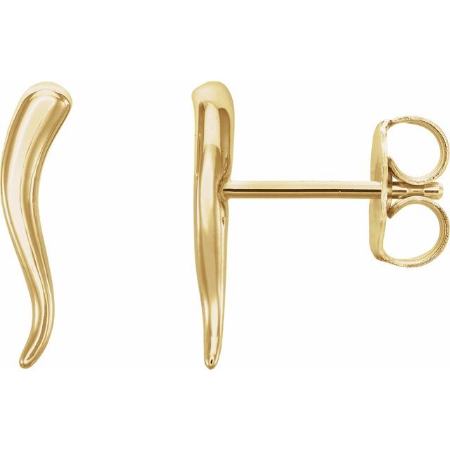 Italian Horn14k Gold Italian Horn , Italian Horn in San Diego , Italian Horn Earrings  San Diego Italian Horn Jewelry, Italian Horns , 14k Gold Italian Horn Small Earrings 