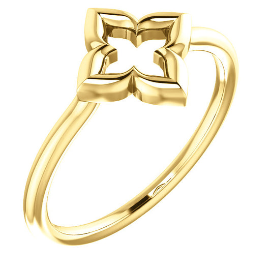 Dainty 14K Yellow Gold Clover Stackable Ring- Ring Size 7