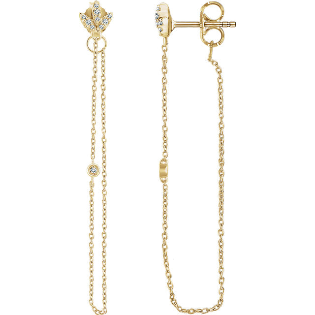 14K Rose Gold .08 CTW Diamond Chain Earrings