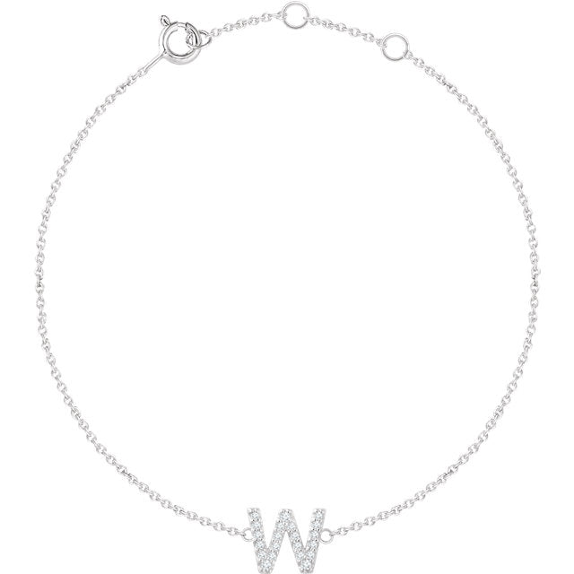 14k White Gold Diamond Initial Bracelet