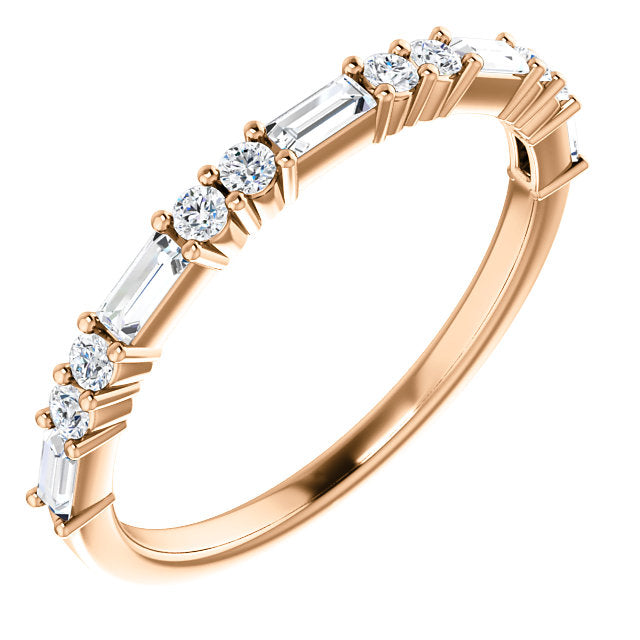 14K Gold 1/4 CTW Baguette Diamond Wedding or Stackable Ring