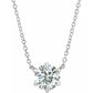 14K White 1/4 CT Natural Round Diamond Solitaire, Comes with 16" Necklace