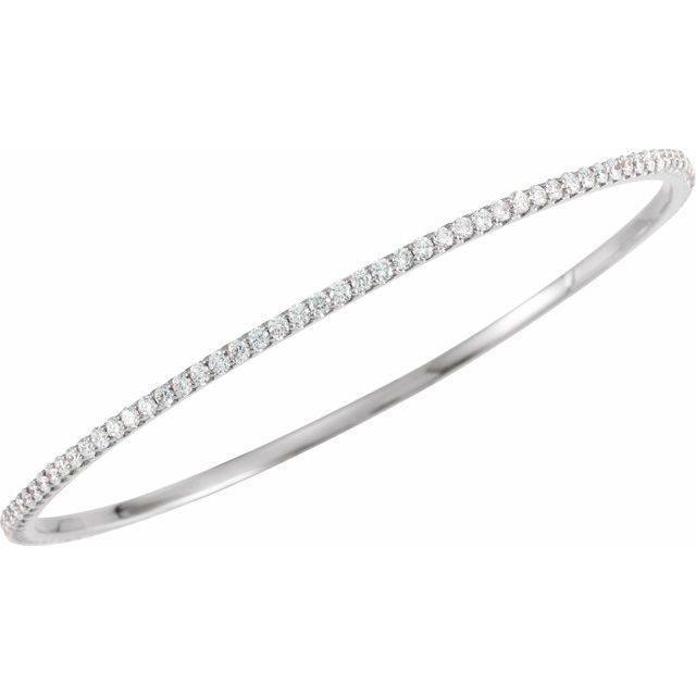 14K White Gold 3 CTW Natural Diamond Stackable Slip-on Bracelet, Size 8" inches