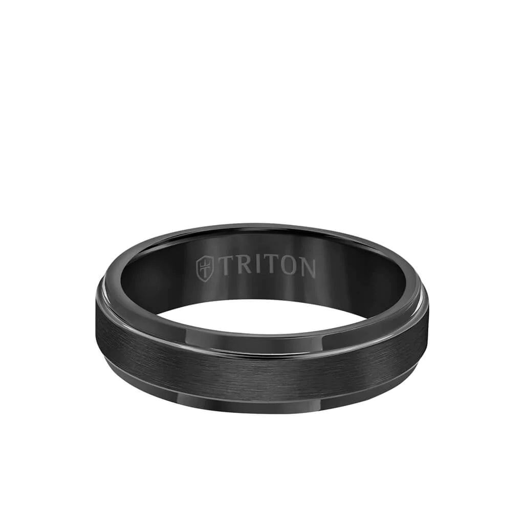 6mm Tungsten Carbide Ring - Satin Finish Center and Step Edge -Size 10