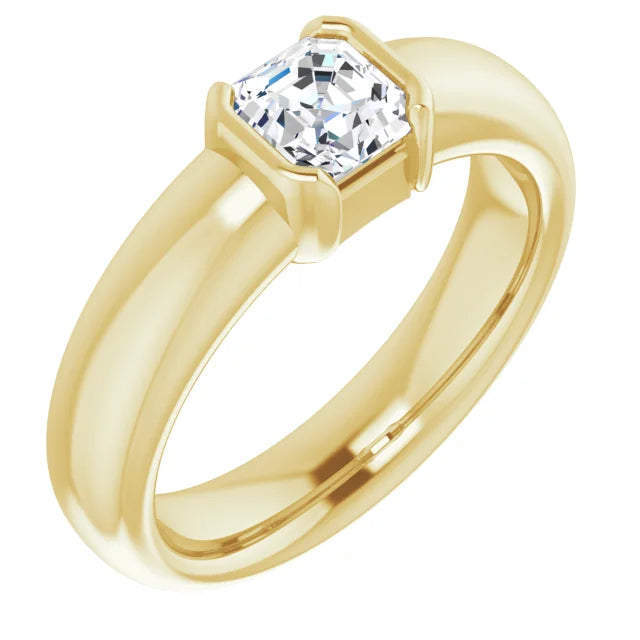 .60 Carat Asscher Cut Diamond Color E, Clarity VS2 Solitaire Engagement Ring in 18k Yellow Gold