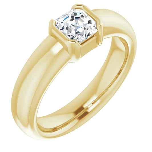 .60 Carat Asscher Cut Diamond Color E, Clarity VS2 Solitaire Engagement Ring in 18k Yellow Gold
