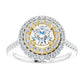 .52 Carat Round Diamond Color G, Clarity VVS1 Double Halo Engagement Ring in 18k White and Yellow Gold