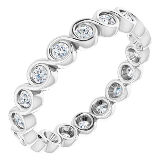 Platinum Infinity Design Natural Diamond Eternity Band, Ring Size 7