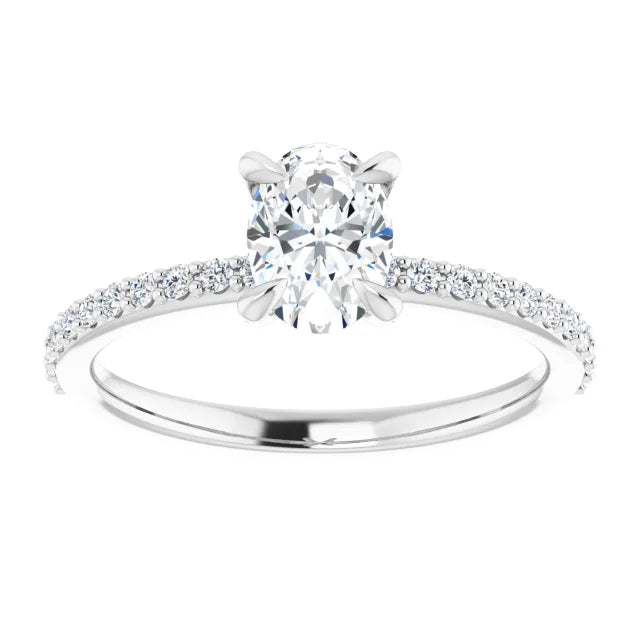 .96 Carat Oval Diamond Color H , Clarity VS2,  Daimond Engagement Ring in 14k White Gold
