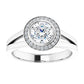 1.01 Carat Round Diamond Color I, Clarity SI2 Double Halo Engagement Ring in 14k White Gold Size 5