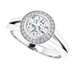 1.01 Carat Round Diamond Color I, Clarity SI2 Double Halo Engagement Ring in 14k White Gold Size 5