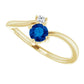 14k Yellow Gold Natural Blue Sapphire with .025 Diamond -Gold Birthstone Ring