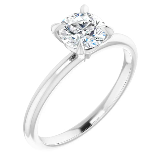 1.00 Carat Round Diamond Color F, Clarity VVS2 Triple Excellent Solitaire Engagement Ring in 14k White Gold