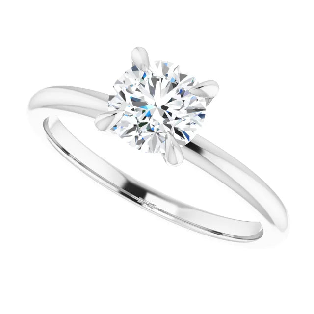 1.00 Carat Round Diamond Color F, Clarity VVS2 Triple Excellent Solitaire Engagement Ring in 14k White Gold