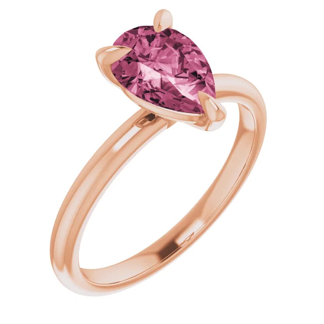 10k Rose Gold Pear Shape 2 Carat Morganite Engagement Ring - Size 7