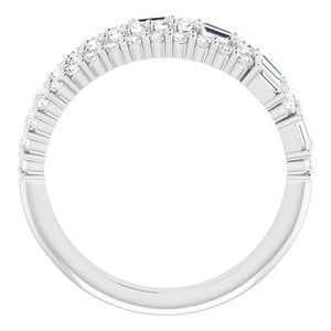 14K White 7/8 CTW Natural Diamond Stacked Ring