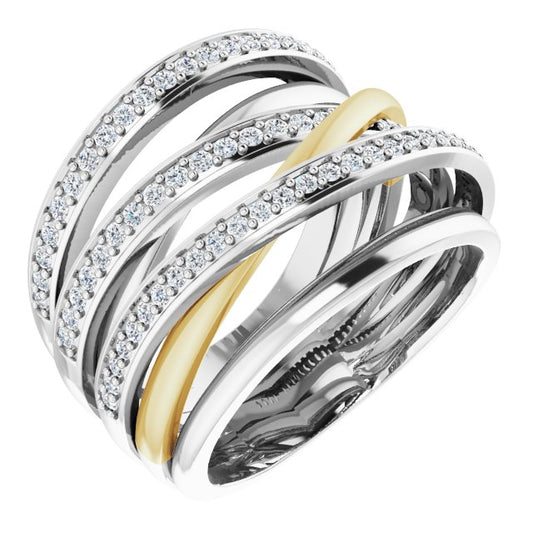 14K White/Yellow 1/2 CTW Diamond Ring, Size 7