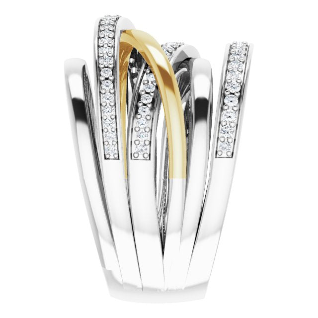 14K White/Yellow 1/2 CTW Diamond Ring, Size 7