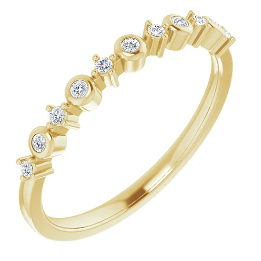 14k Yellow Gold 1/10 CTW Diamond Wedding Band or Stackable Ring