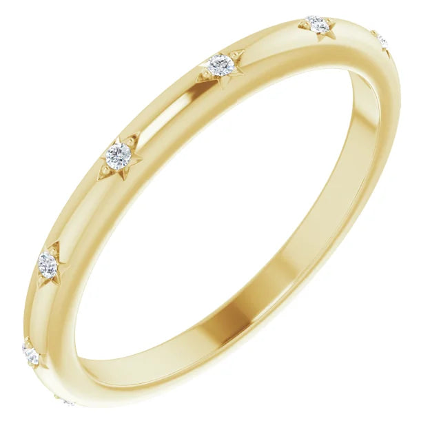 14K White .06 Carat Natural Diamond Eternity with Vintage Inspired