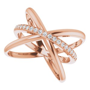 14K Rose Gold with 1/6 CTW Natural Diamond Ring with Criss-Cross Design