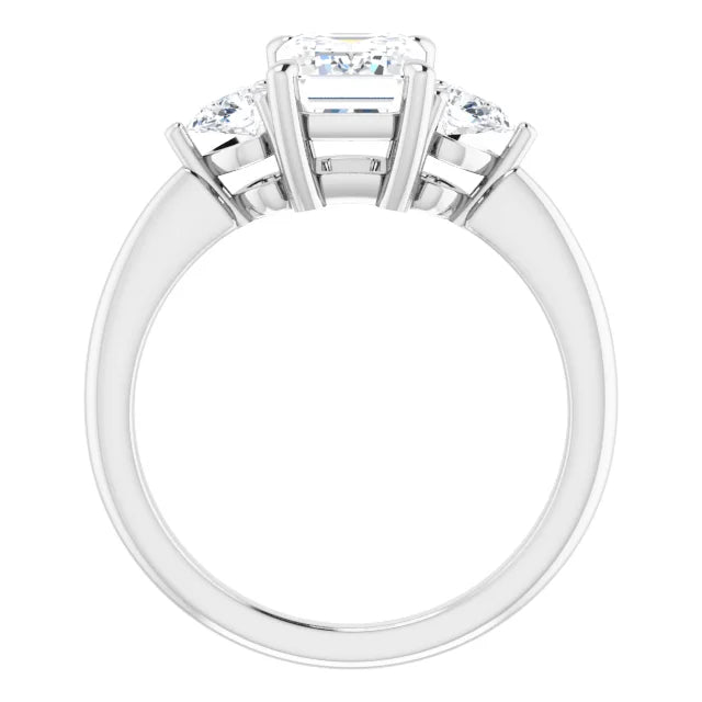 1.86 Carat Three Stone Emerald Cut Lab Diamond Engagement Ring , Metal 18k White Gold, Color G , Clarity VS1 - GIA 2448451701