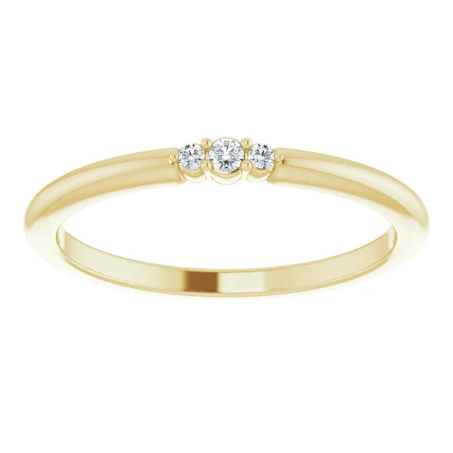 14K Yellow GOld .03 CTW Diamond Wedding Band or Stackable Ring