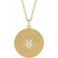 14K Yellow .08 CT Marquee Diamond Disc Pendant, comes with Adjustable chain
