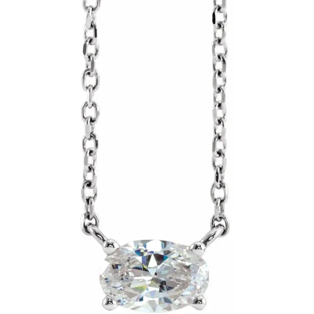 14K White 3/8 CT Natural Diamond Solitaire, comes with Adjustable 16-18" Necklace