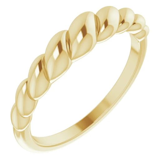 14K Yellow Gold Twisted Puffy Dome Ring. Size 7