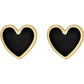 14k Yellow gold Tiny Heart Stud Earrings with Black Enamel