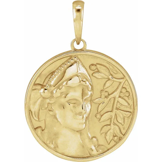 14K Yellow Gold Athena Pendant With Chain Option