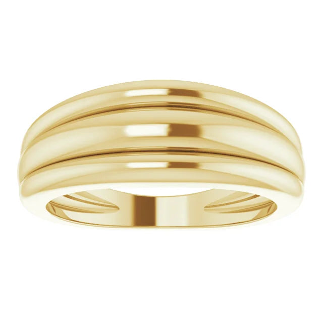14K Yellow Gold Triple Dome Ring. Size 7
