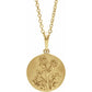 14k Yellow Gold Floral Disc Pendant, with 14k Gold Chain