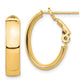 14k Yellow Gold High Polished 5mm Omega Back Oval Hoop Earrings